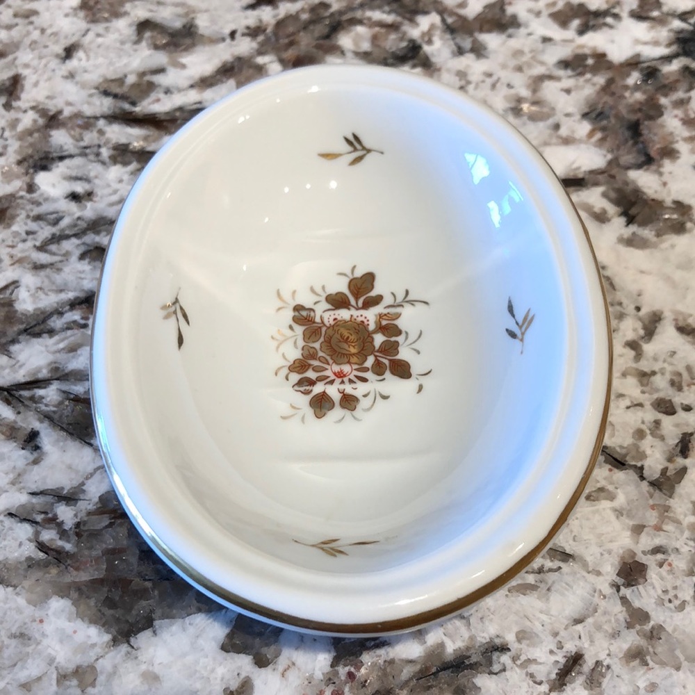 Vintage Lefton Soap Dish Hand Painted Porcelain Gold Floral